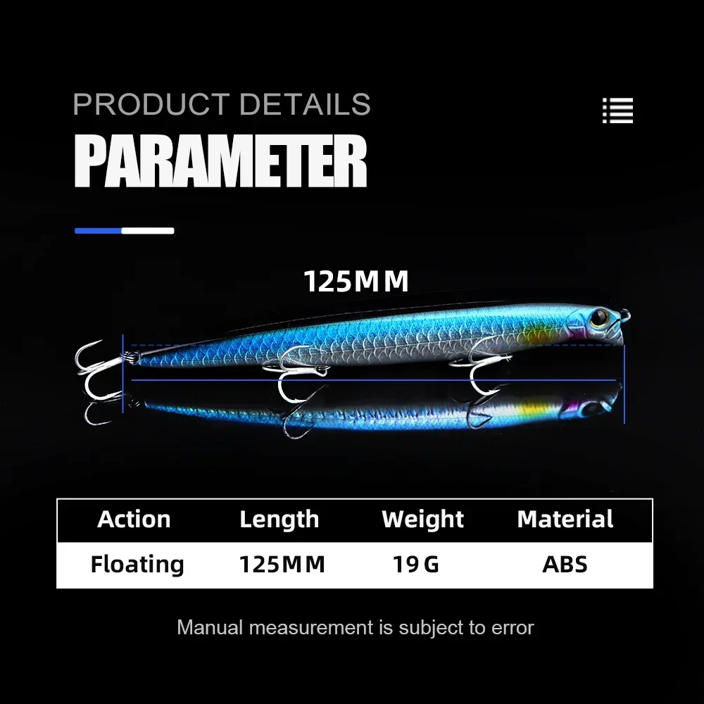 THORFORCE 125MM 19GTopwater Popper Floating Fishing Lures Artificial Surface Hard Bait For Saltwater Power Wobblers Tackle Baits