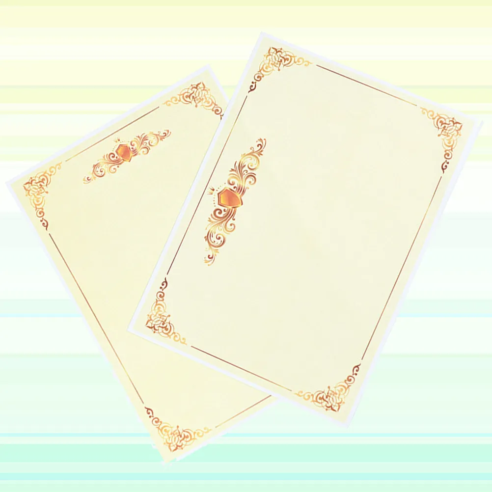 

100Pcs A4 21x29cm Blank Certificate Paper Gold Border Foil Embossed Seal Ready Personalized for Graduation Awards Classroom