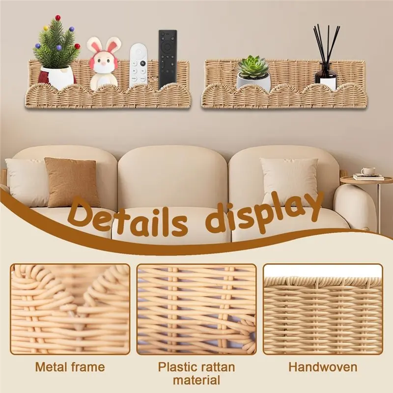 AC23-Kids Cloud Floating Bookshelf Set Of 2:Wall-Mounted Shelves 40 Cm, Large Storage Space Solution For Nursery Bedroom