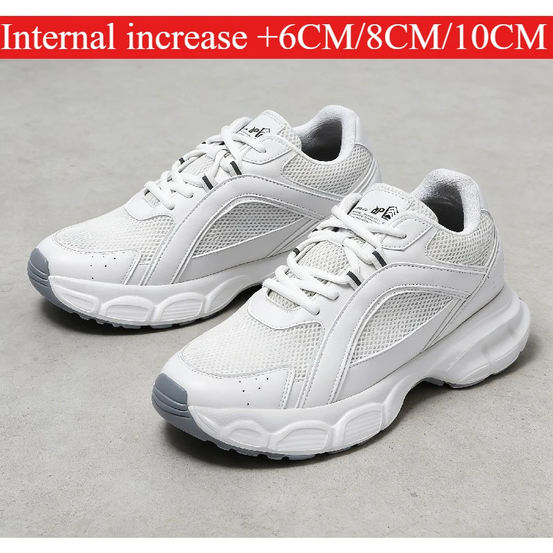

8CM/10CM Invisible Height Increasing Shoes Men Breathable Mesh Casual Sneakers Non-slip Wear-resistant