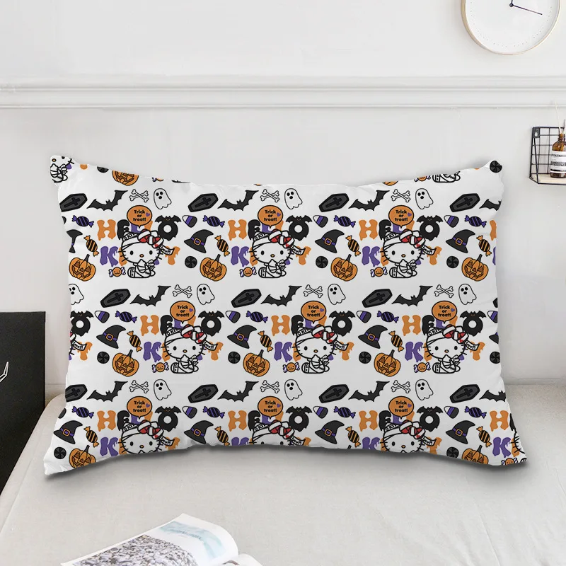 Halloween Hello Kittys Anime Cartoon Perifeer Print Patroon Dubbelzijdig Kussensloop Vakantie Huisdecoratie Kussensloop