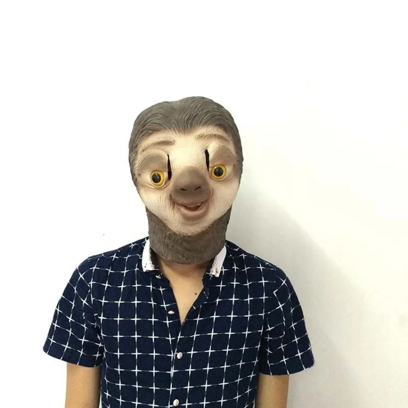 Funny Latex Mask Halloween Props Bradypod Party Dress Up Headset Sloth Latex Animal Carnival Dress Up Party