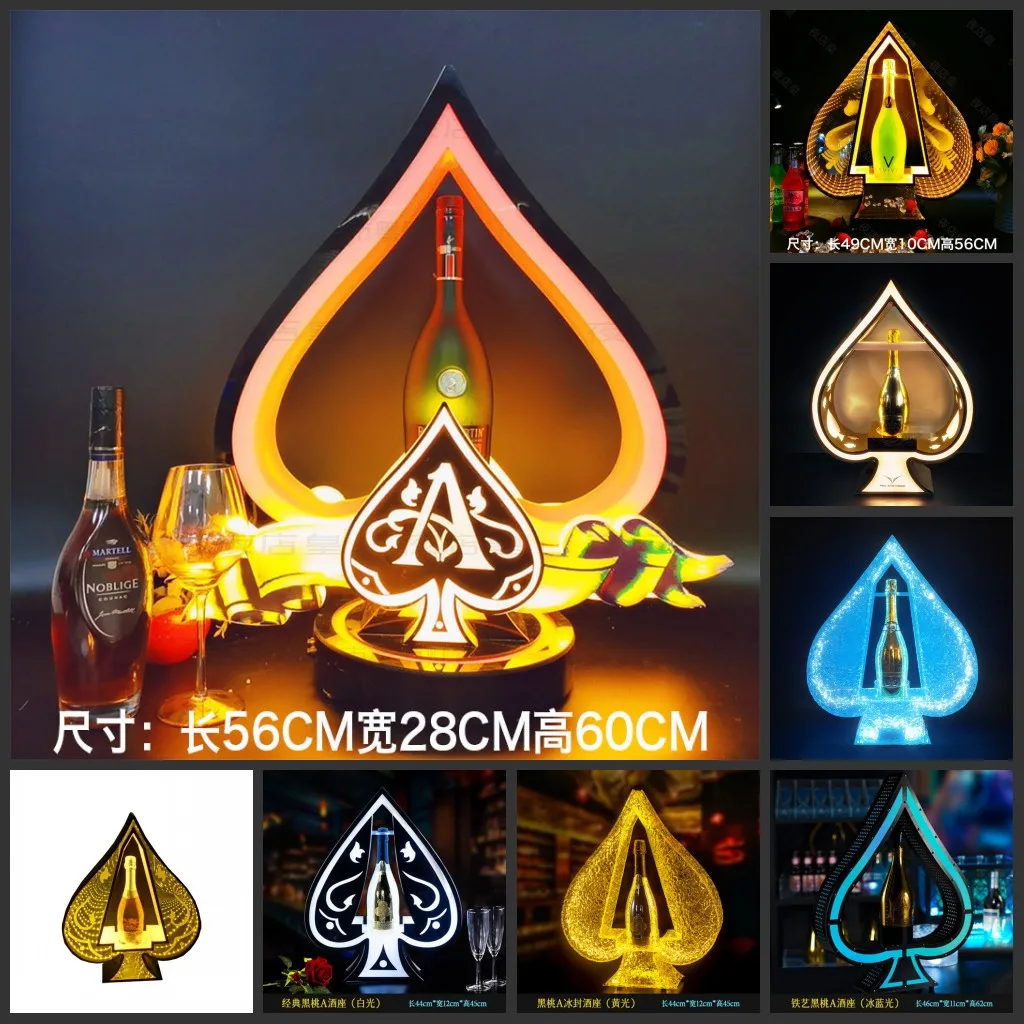 

New Ace of Spade Glow Bar Wine BOTTLE PRESENTER LED Luminous Champagne Glorifier Display For NightClub Party Lounge