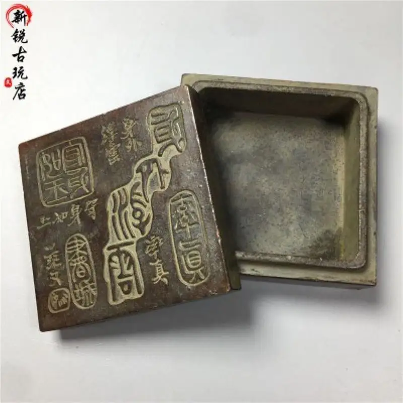 

Antique Copperware Antique Miscellaneous Old Patina Floating Clouds on the Body Genuine Ink Box Ink Case Study Supplies Retro Or