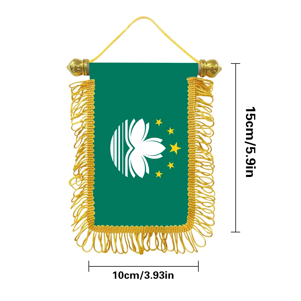 Macau small hangicng flag 10x15cm triangular flag car decoration hanging flag double-sided pattern with suction cup
