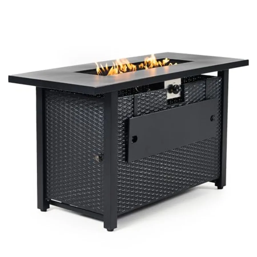 Propane Fire Pit Table Rectangle 43 Inch Outdoor Firepit for Patio, Balcony, Garden Stainless Steel Black Versatile Gas Fire Pi