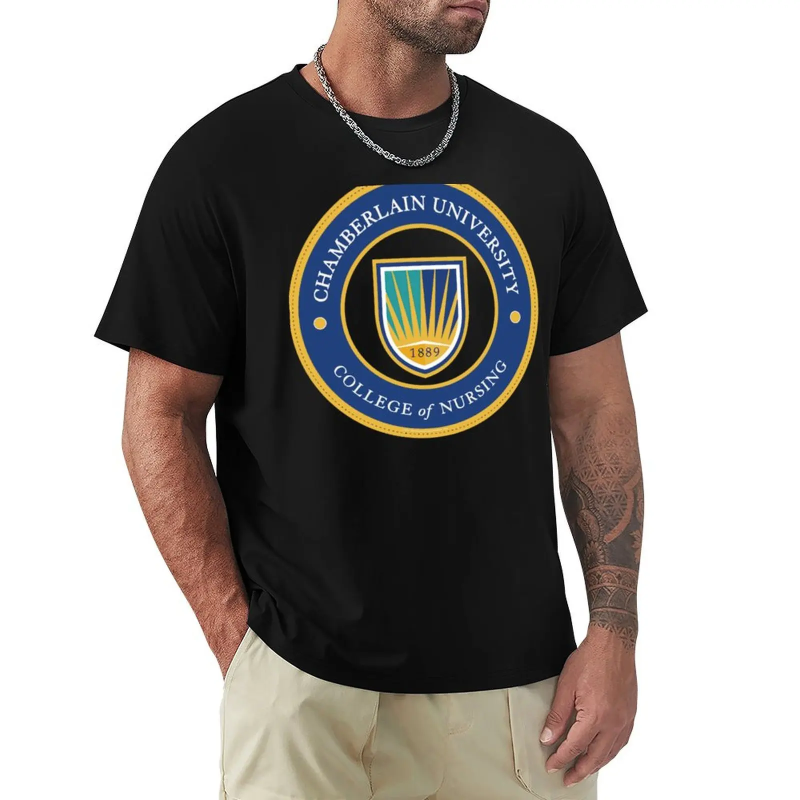

chamberlain college nursing Logo2 T-Shirt Blouse anime stuff clothes baggy shirts men t shirt