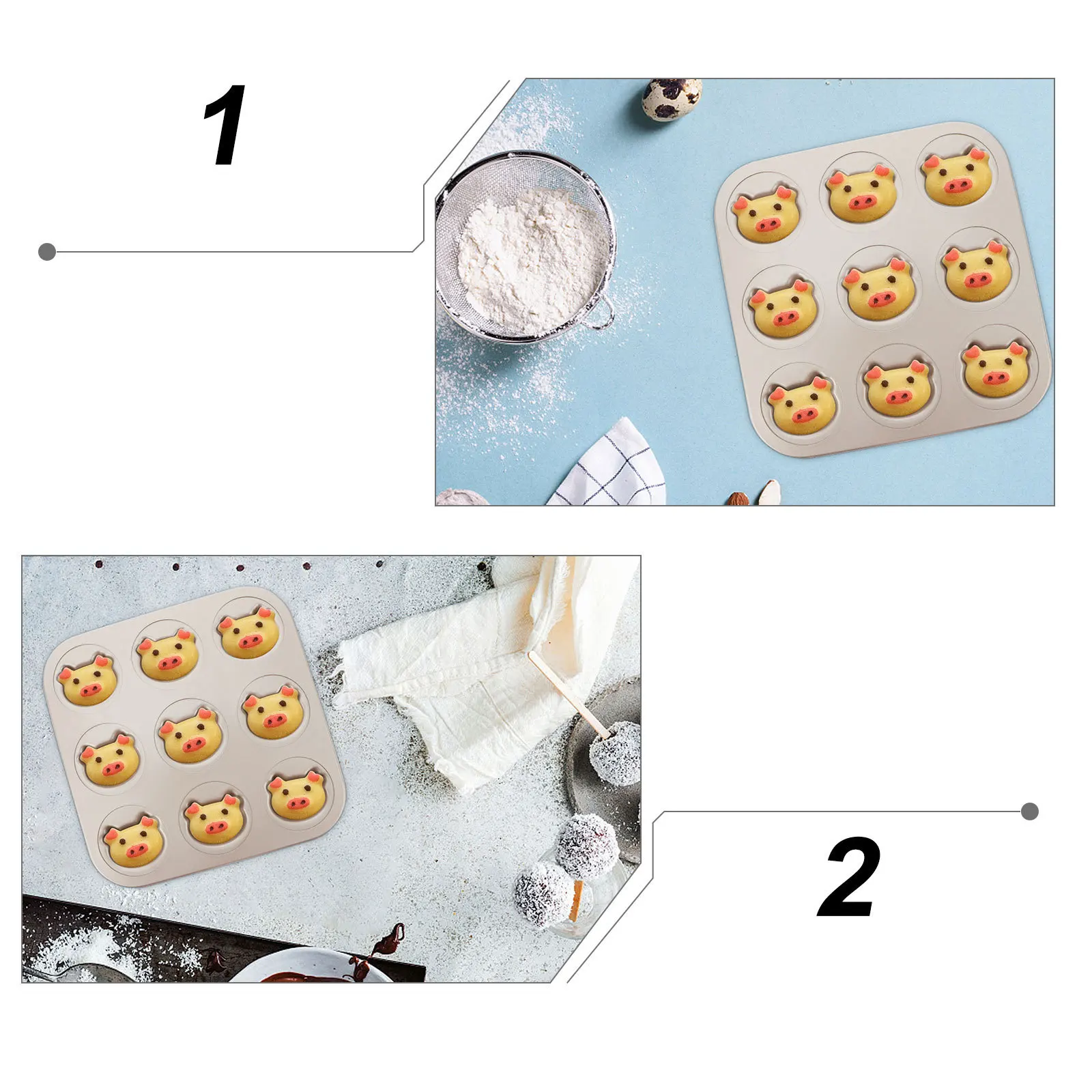 

1Pcs Pig Head Biscuit Mold Decorative Cartoon Non-Stick Carbon Steel DIY Cookie Cutter Baking Mold Cake Decoration Tool