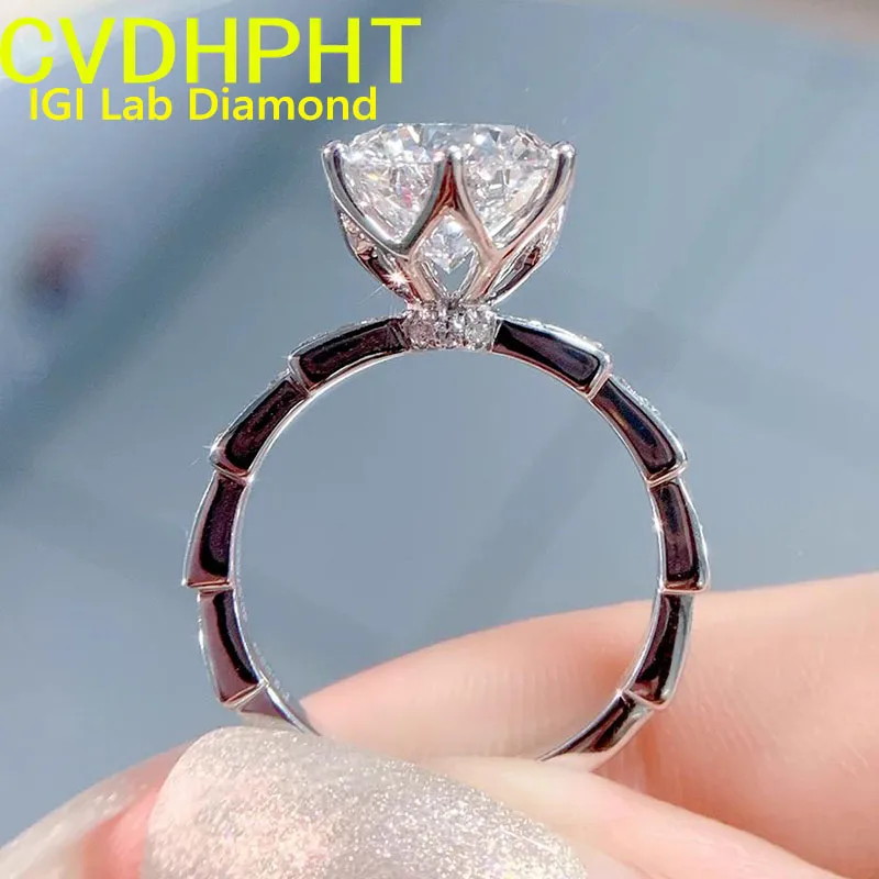 

IGI Lab Растущее кольцо с бриллиантом, круглый цвет D 1, 2, 3, 4 карата, твердое кольцо из белого золота 9 карат, обручальное кольцо с бриллиантом, заводское обручальное кольцо