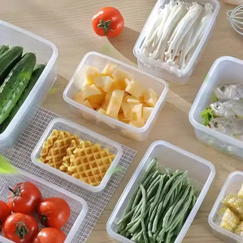 صندوق تخزين ثلاجة مستطيل محكم الغلق مع غطاء صندوق غداء بلاستيكي ساخن بالميكروويف مع غطاء #6