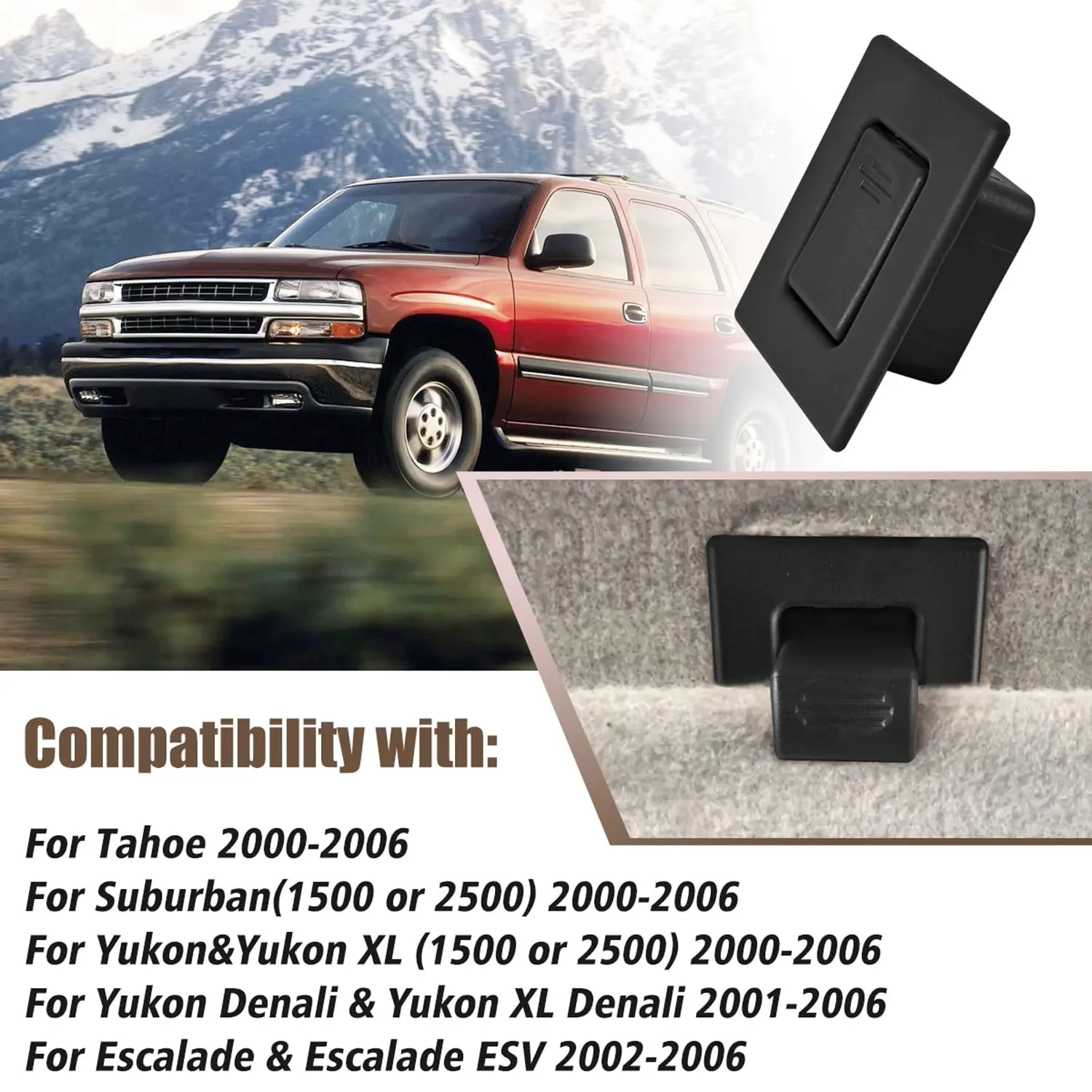 88937926 Second Row Rear Seat Latch Center Clip Kit Replacement Black For Tahoe Suburban 1500 2500 Yukon Escalade 2000-2006