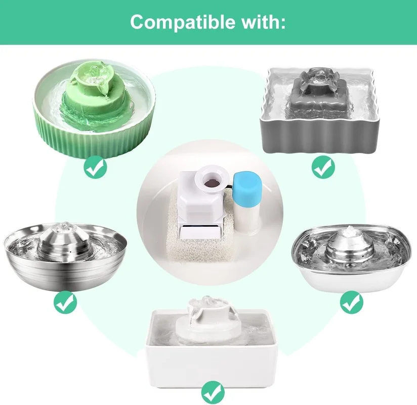 Activated Carbon Replacement Filters  for Cupcake Ceramic Pet Fountainwith Pump Sponges 3 Layer Filtration