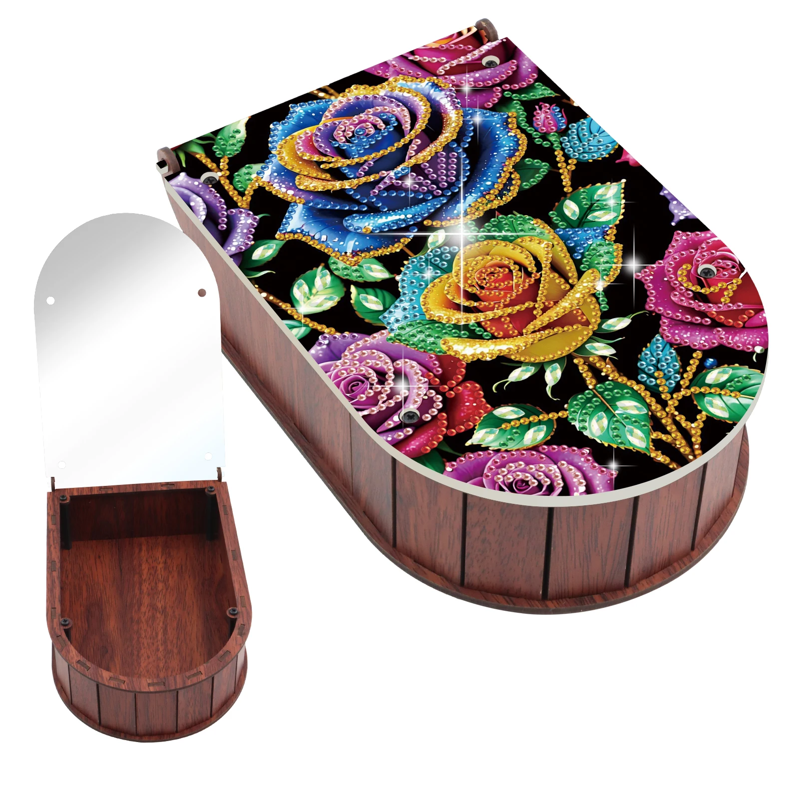 

Diamond Painting Curved Storage Box Kits,Colorful flower Diamond Art Special Shape Diamond Ornaments Storage Box Decor Home Gift