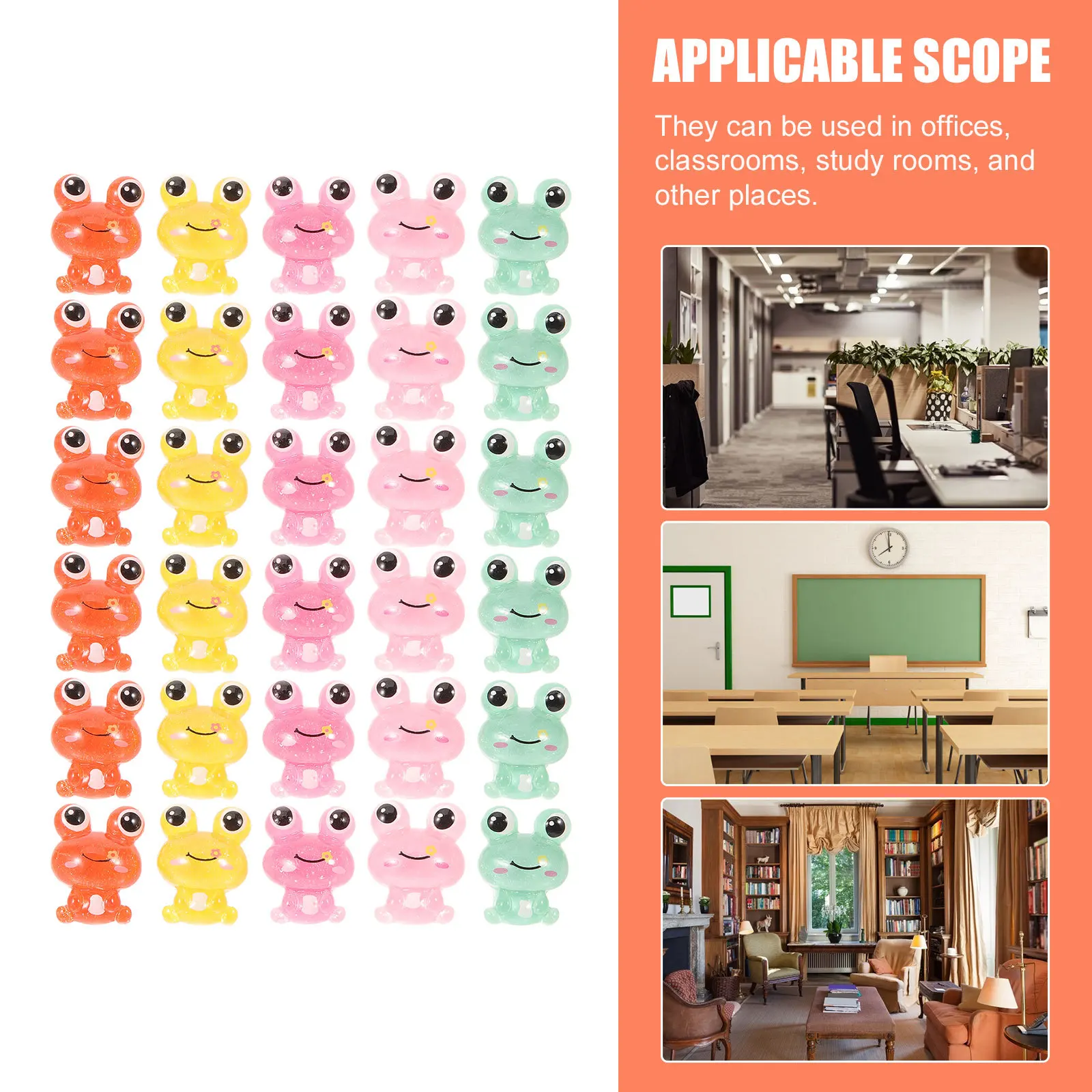 

30Pcs Resin Frog Pushpins Candy Color Decorative Thumbtacks for Pinning Travel Photos Office Locations School Geography