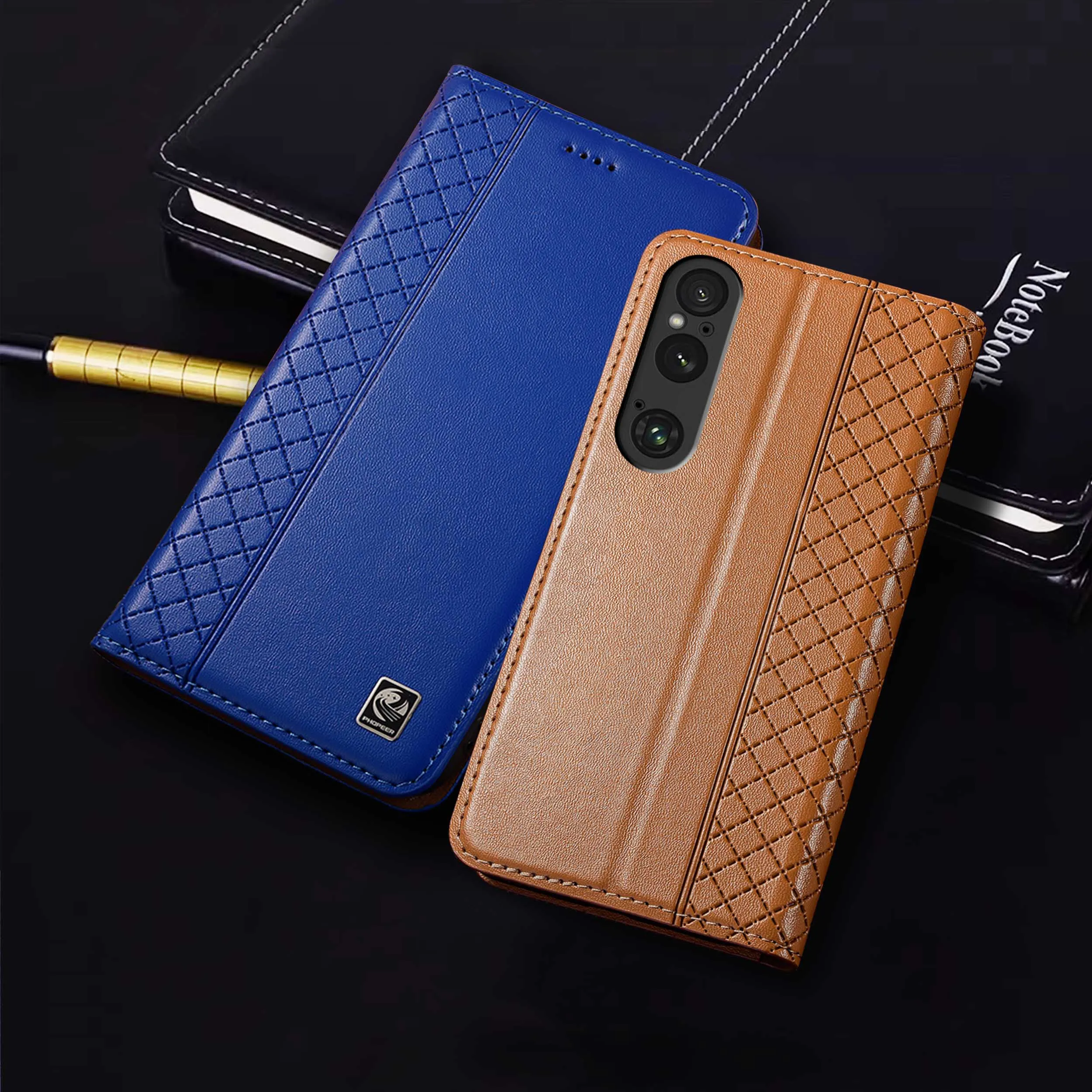 

Для Sony Xperia 1 5 10 II III IV V VI VII Napa внутренний сетчатый узор из натуральной кожи флип-чехол для телефона из воловьей кожи