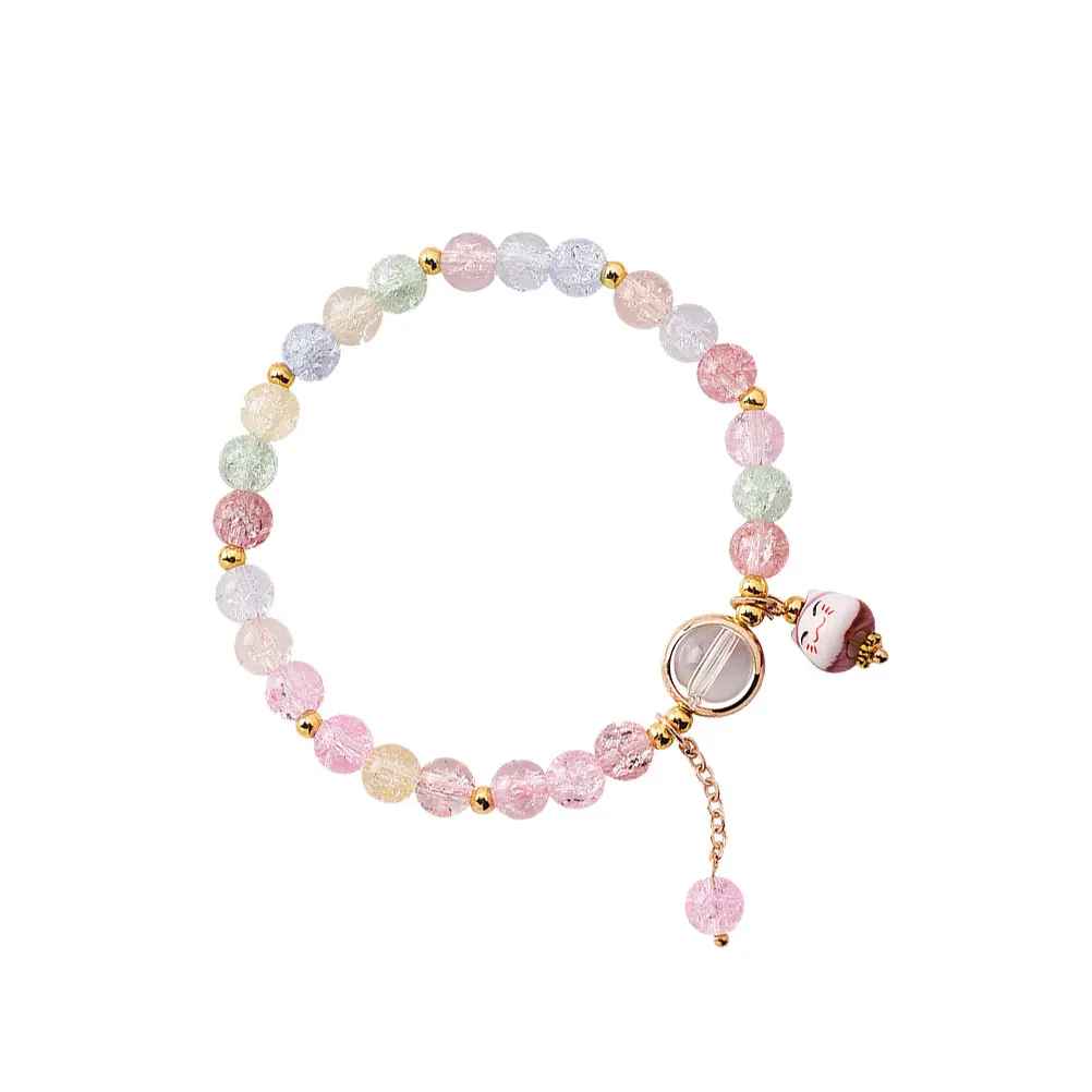 

Bracelet Crystal Beads Chain Cartoon Pendant Colorful Lightweight Comfortable Wear Gift Jewelry Accessories