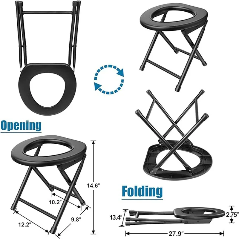 Imagem -03 - Banheiro ao ar Livre Folding Squat wc Cadeira Portátil Conveniente Montado no Carro Viagens Camping