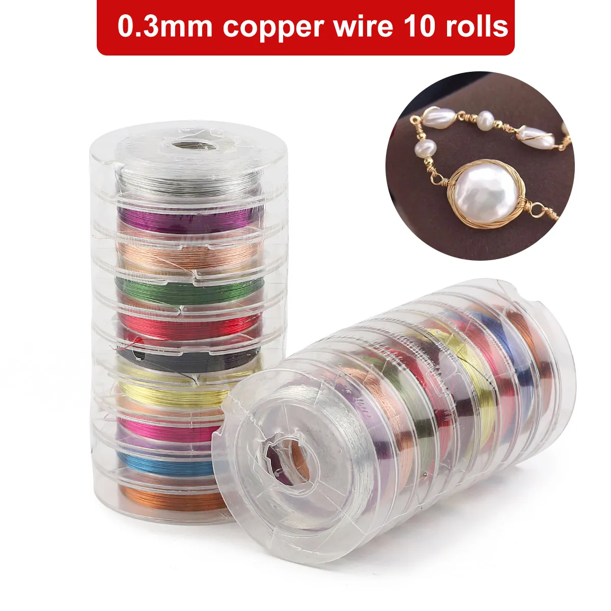 0.3mm 10 Rolls Multicolor Copper Wire Beaded Rope For Jewelry Making Braided Bracelets Necklaces Earrings DIY Accessories