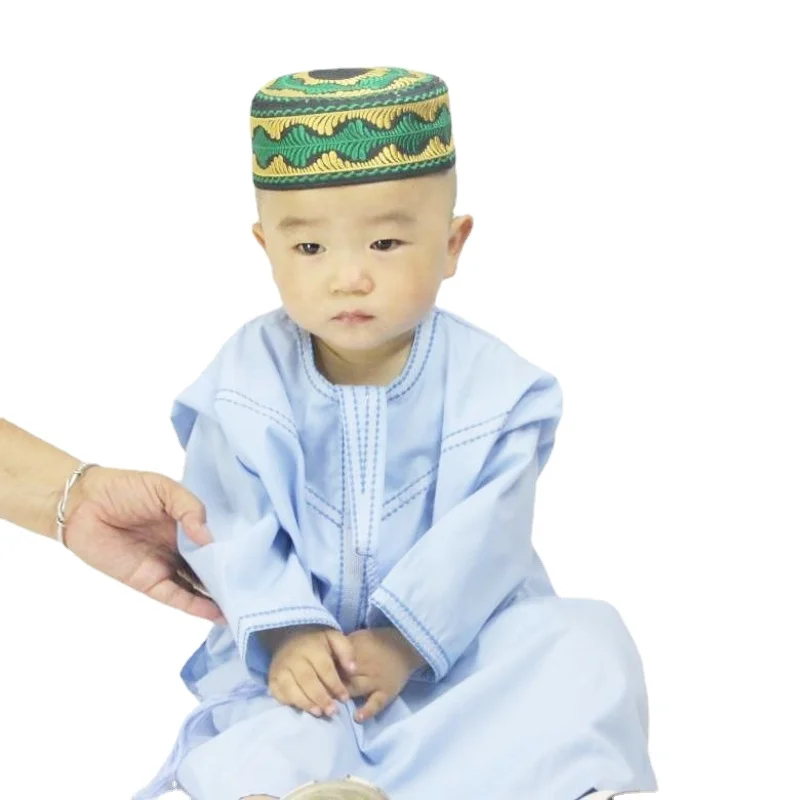 Arab Boys & Infant Clothing Accessories Kufi Islam Embroidery Kippah Muslim Hat Baby Islamic Prayer Cap Moroccan Saudi Yarmulke