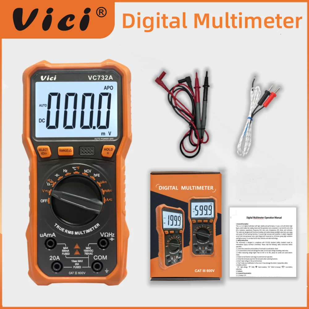 Brand 6000 Counts Auto Digital Multimeter True RMS REL NCV Anti-burn Multimeters AC/DC Electrician Repair Tools Torch Data Hold