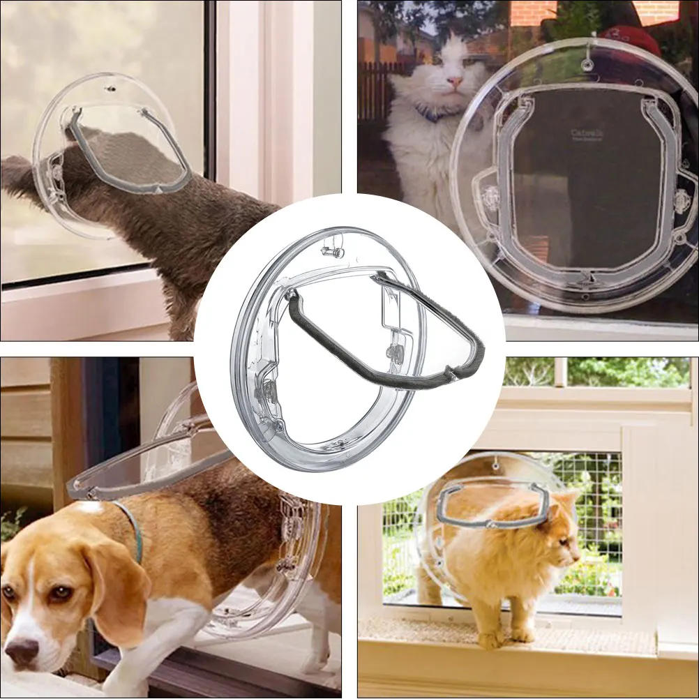 

Durable Plastic Pet Door Two-way Access for Cats and Dogs Round Hole