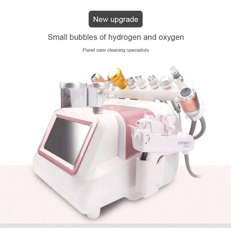 12-in-1 Hydrogen Oxygen Bubble Cleaning Machine with Hydroxide Dermabrasion Water Light Engraved Lines for Facial Care