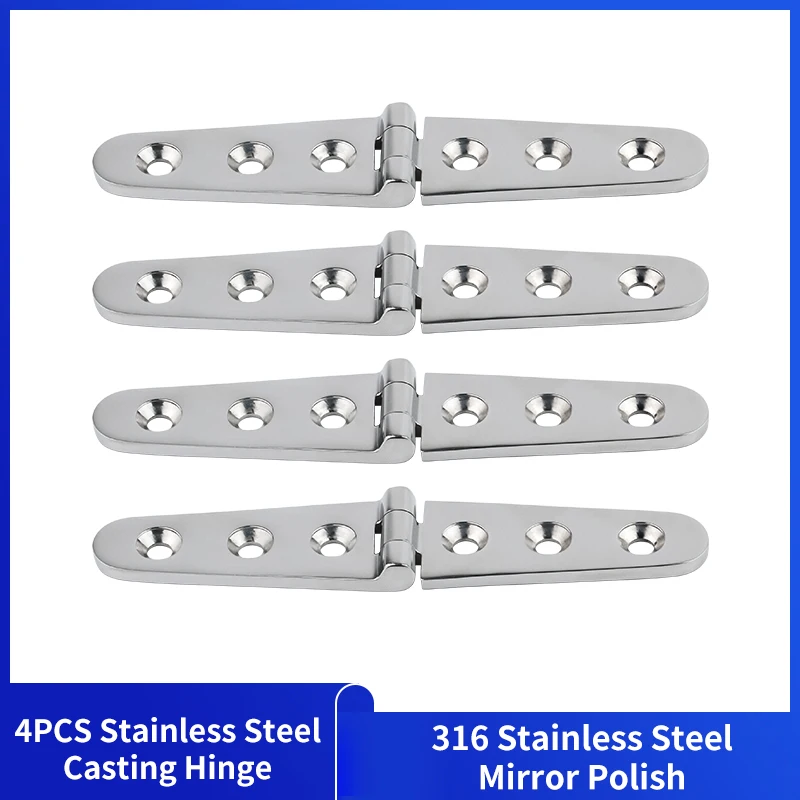 

4pcs 30x152mm Stainless Steel 316 Door Strap Hinge With 6 Holes Mirror Polish Marine Boat Hardware Cast