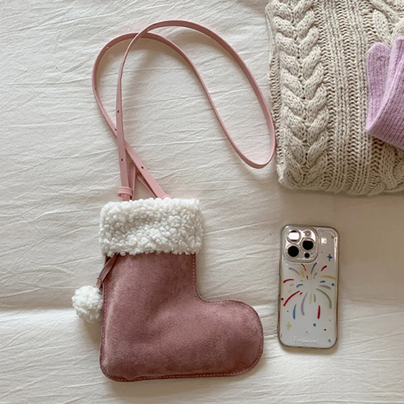 الخريف والشتاء السيدات حقيبة كروسبودي موضة الحلو نمط صوف الضأن رقيق حقائب الكتف المتخصصة تصميم المحفظة محفظة الهاتف المحمول #5