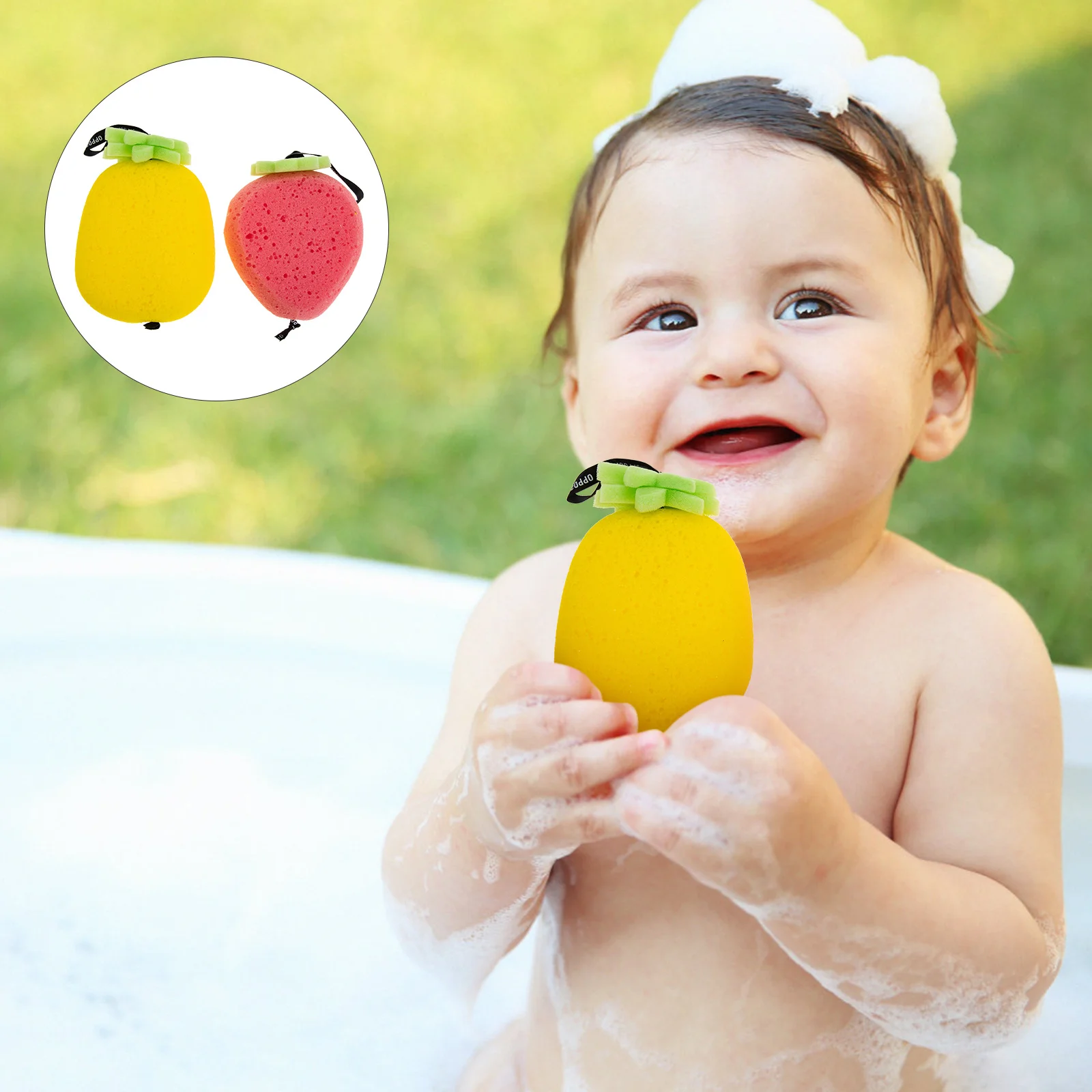 

5Pcs Fruit Bath Sponge for Babies Wear-Resistant Body Scrubber Compact Lightweight Bathing Tool Home Supply for Infant Skin Care