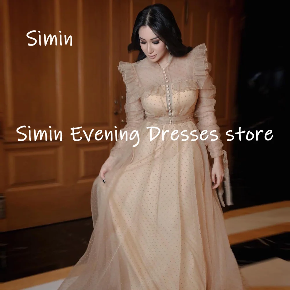 

Simin Tulle A-line Scoop Neckline Ruffle Populer Formal Prom Gown Floor-length Evening Elegant Party dresses for women 2023