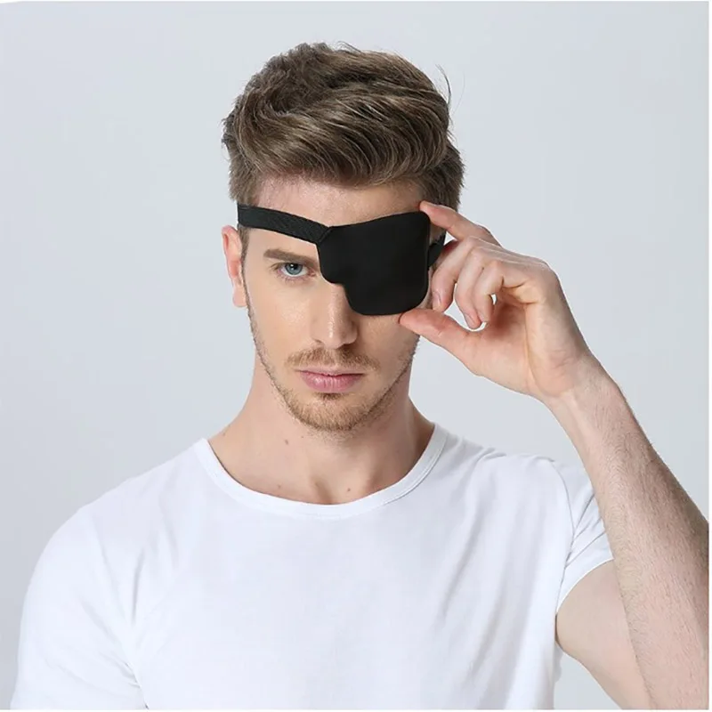 1x Black Single Eyepatch Blindfold Adult Child Strabismic Amblyopia Protector Eye Mask Adjustable Sleeping Eyeshade Pirate Props