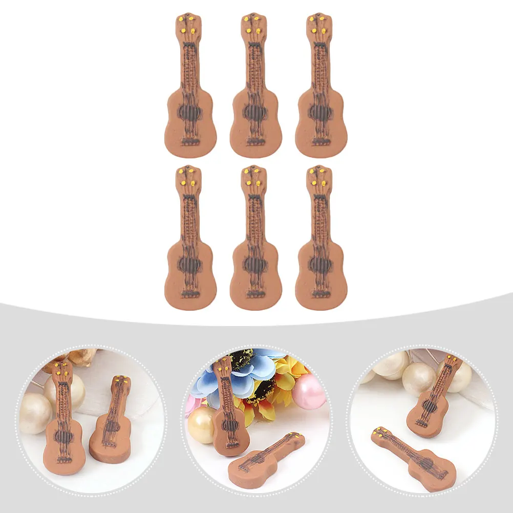 

6 Pcs Mini Guitar Ornaments Decoration Miniature Photo Props Fake House Synthetic Resin Model