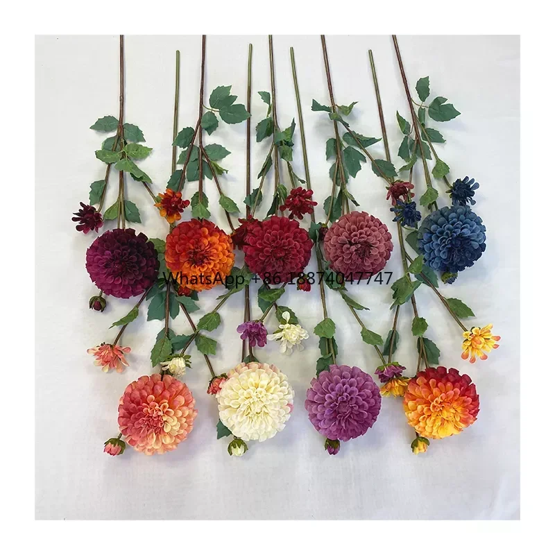 

Factory Price Single Modern Artificial Flower Hot Sale Wholesale Longevity Dahlia