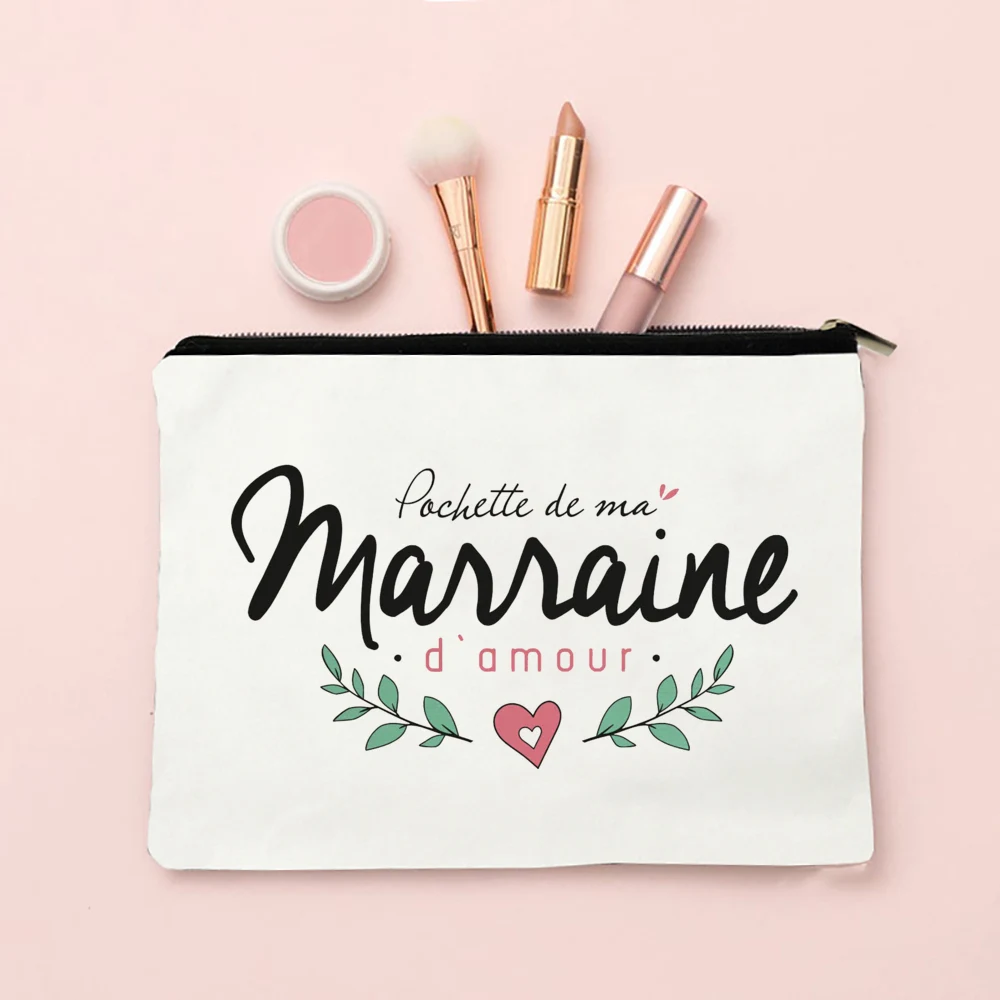 Meilleure marraine du monde t'aime pour toujours imprimer sac cosmétique pochette voyage toilette organisateur sacs cadeaux trousse de maquillage femmes Neceser