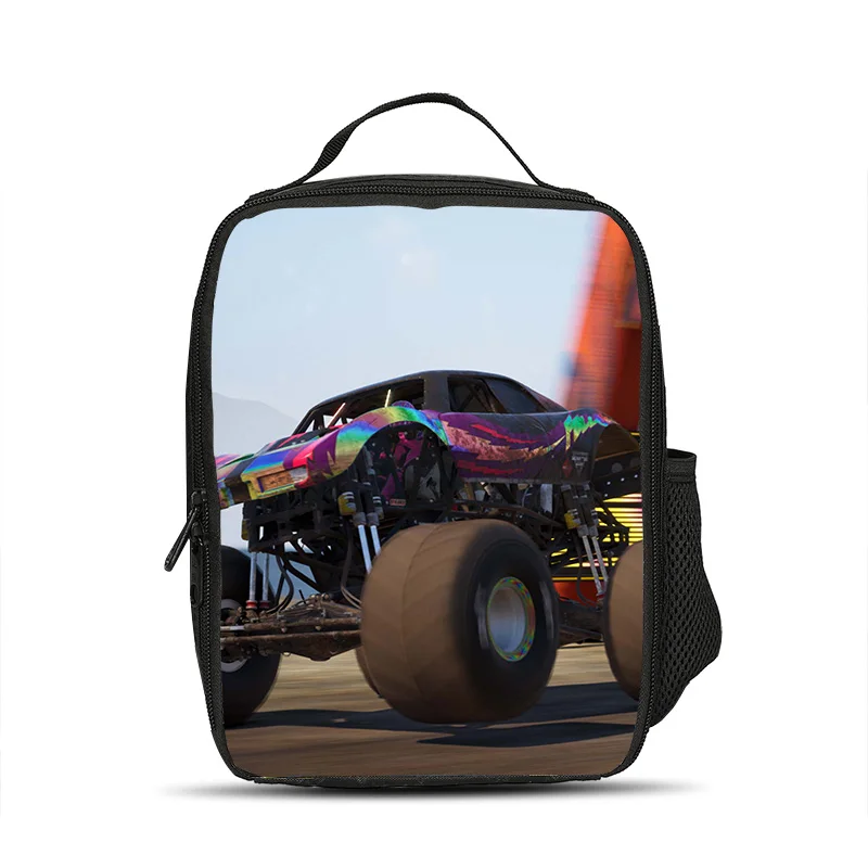 Monster Jam Ice Bag Large Capacity Practical Cartoon Print Best Companion for Male and Female Students School and Office Workers