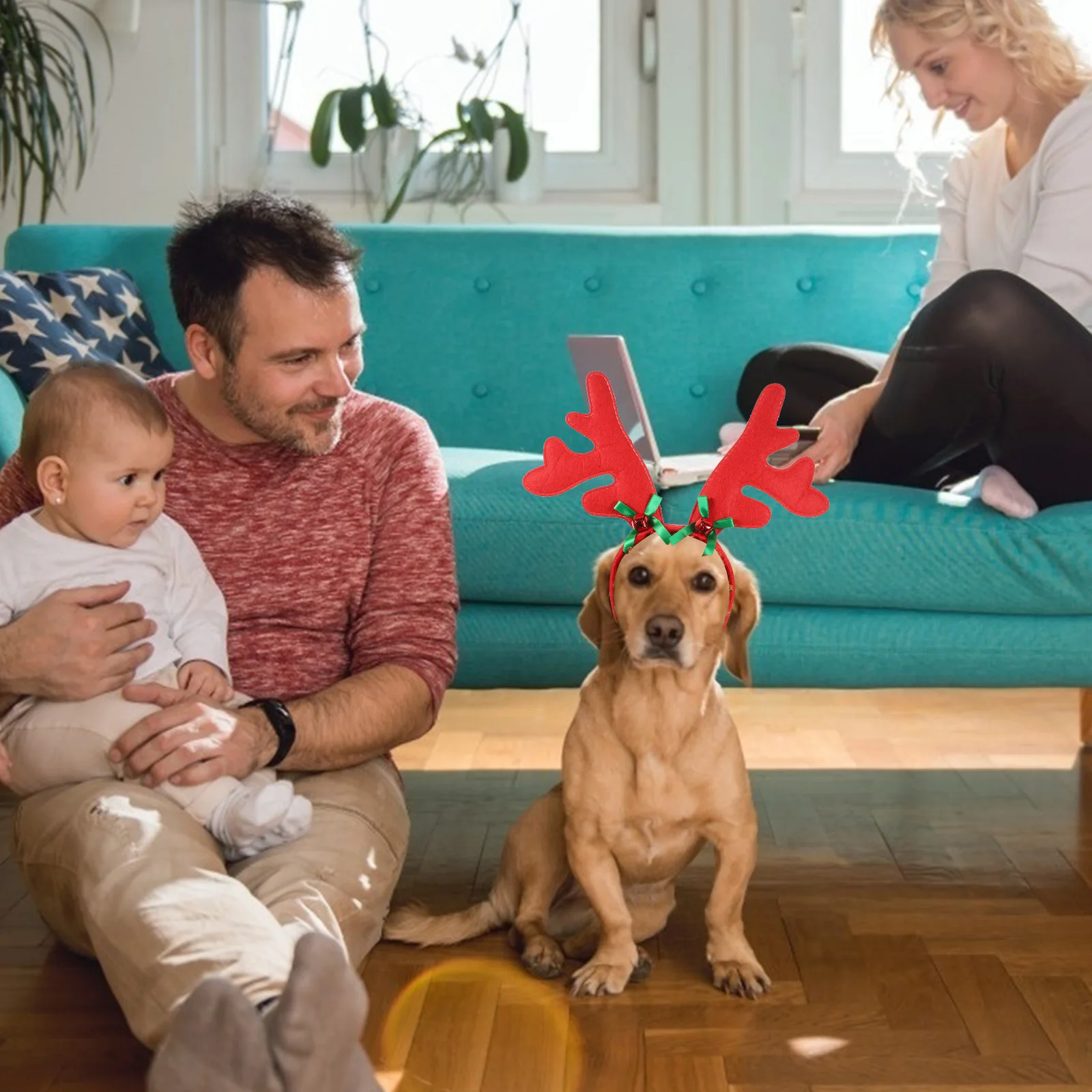 

3Pcs Dog Reindeer Headband Christmas Pet Hair Hoops Fun Party Supply for Dogs Comfortable Dog Christmas Accessories