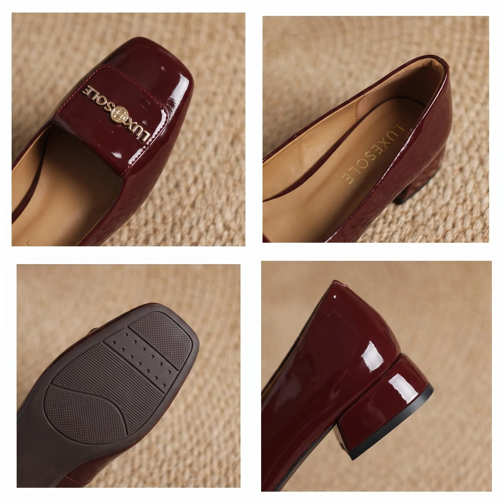 レディースレトロスクエアトゥブロックヒールパンプス、メタルバ - Women'S Shoes In Wide Width のレビューと価格