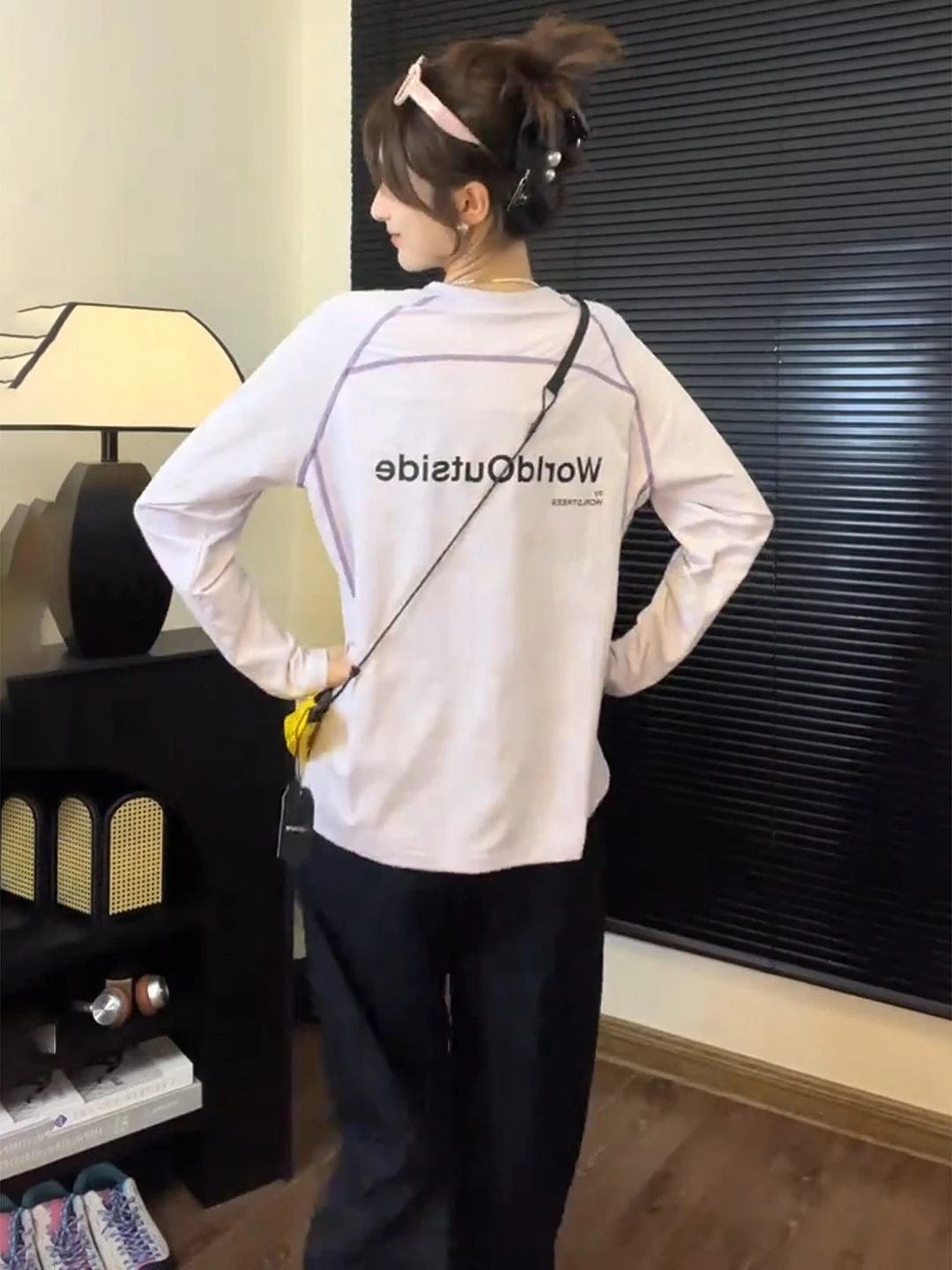 

Розово-фиолетовая длинная футболка с буквенным принтом для женщин, дышащий спортивный топ для бега, активного отдыха, бадминтона и велоспорта