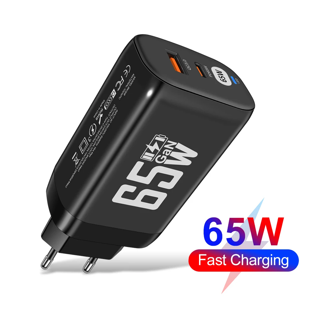 65W GaN USB Type C Multi Ports Fast Charger Phone Travel Charger EU US KR Plug Wall Adapter For iPhone 17 Xiaomi Samsung Huawei