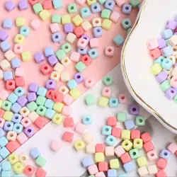 200Pcs 4mm Acrylic Solid Color Loose Mini Square Beads For DIY Bracelet Necklace Handmade Jewelry Beading Accessories