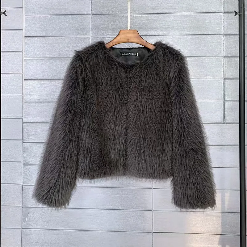 Plus Size Women's Faux Fur Toca Korean Solid Trendy Short Coat