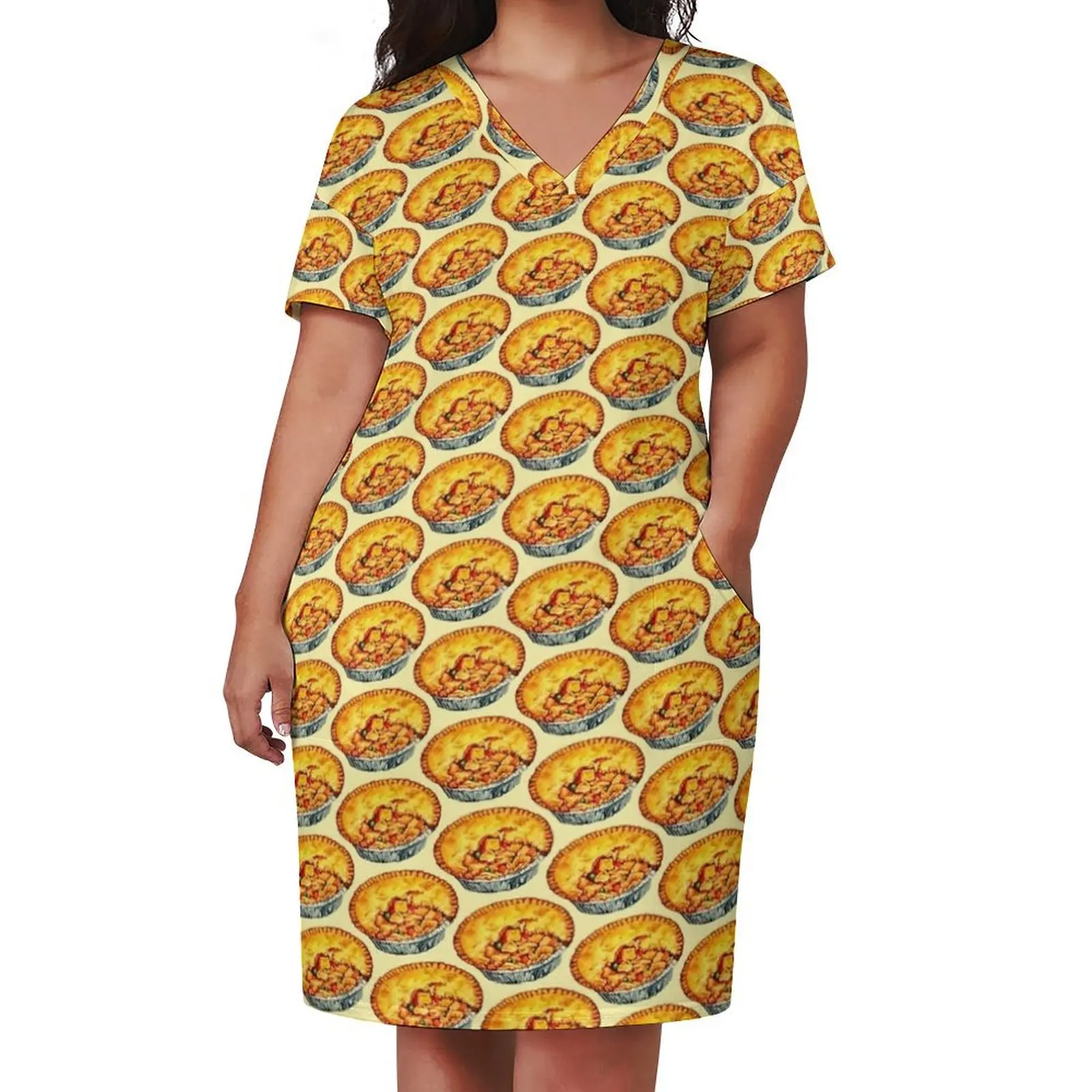 Chicken Pot Pie Pattern Loose Pocket Dress summer dress for women 2025 womans clothing Long veiled dresses luxury dresses