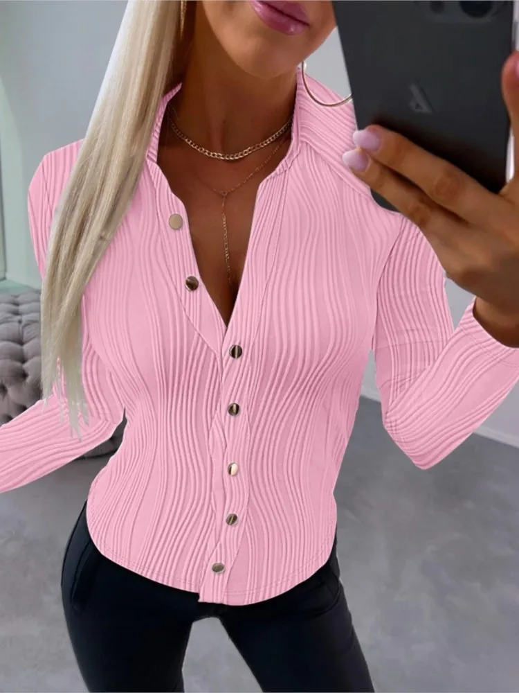 Autumn New Women\'s Social Button Shirt Office Work White Blouse Top Long Sleeve Shirts For Women Blusa Mujer Moda 2023