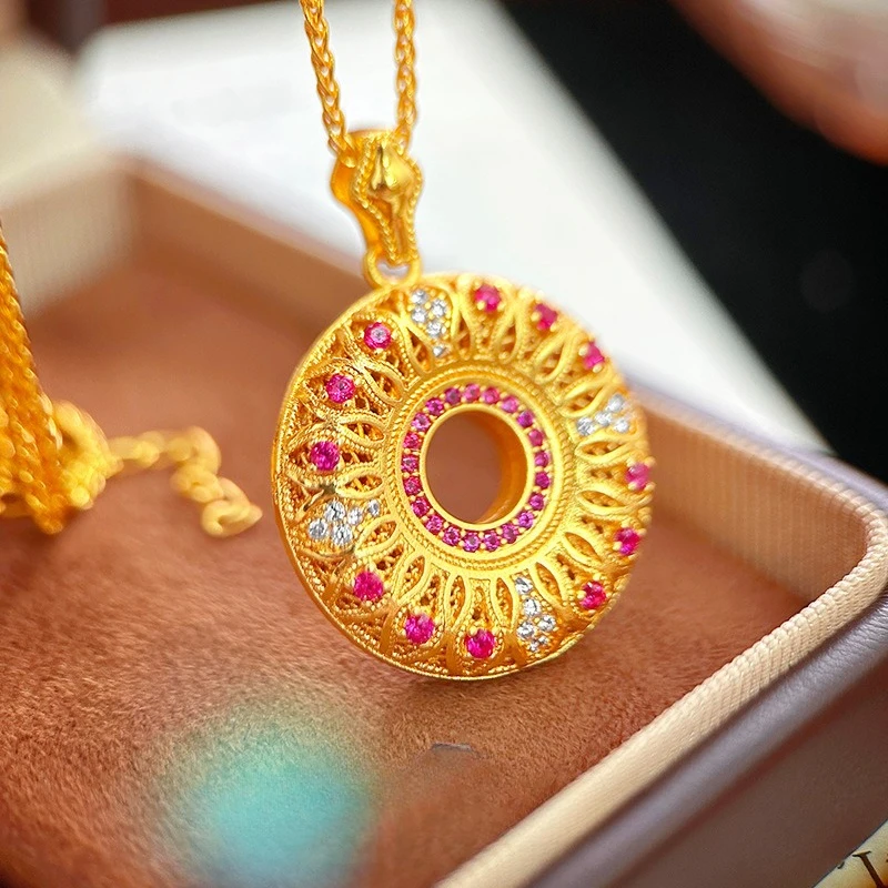 

Fashion 18 K Gold Color Pendant Necklace for Women Bride Wedding Birthday Valentine's Day Necklace Chain Jewelry Gifts