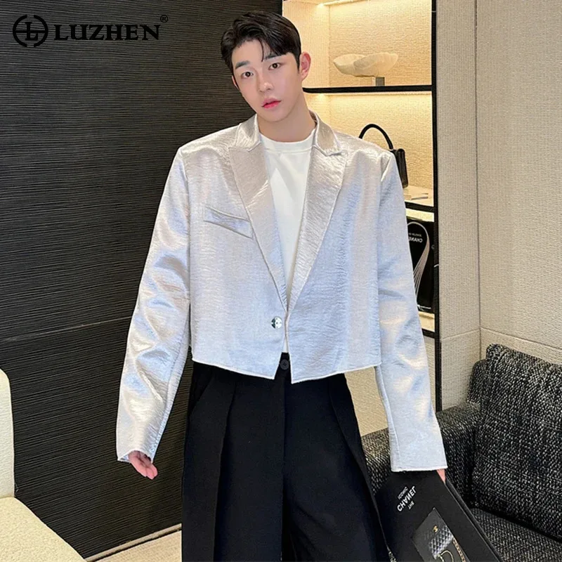 LUZHEN 2024 Autumn Luxury Fabric Short Suit Jackets Original Trendy Elegant Korean Clothing Men's Casual Blazer Tops New LZ7008