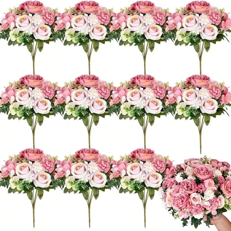 Bola de Rosas Artificiales de 32 cm, Flor de Seda, Decoración para el Hogar, Decoración para Bodas, Adorno para Ambiente Festivo, Decoración para Jarrones, Ramo de Peonías