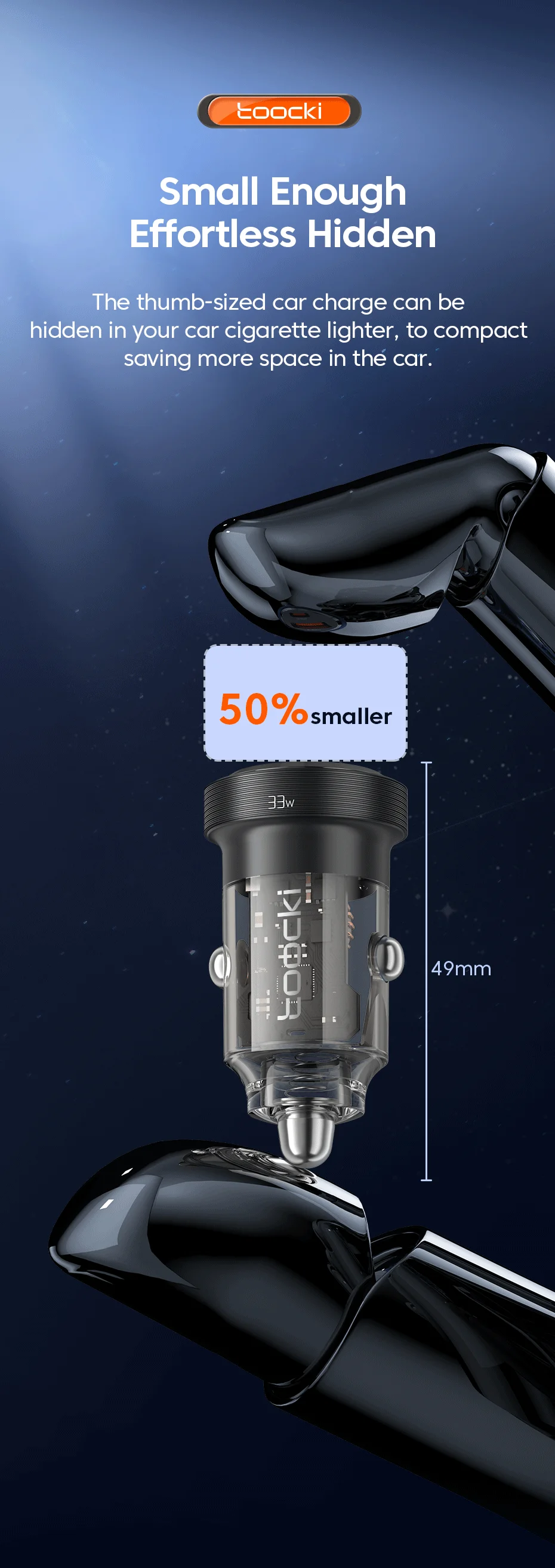 Toocki 33W Car Charger Quick Charge PD 3.0 SCP 5A USB Type C Car Phone Charge Fast Charging For iPhone 14 13 Xiaomi Samsung S23