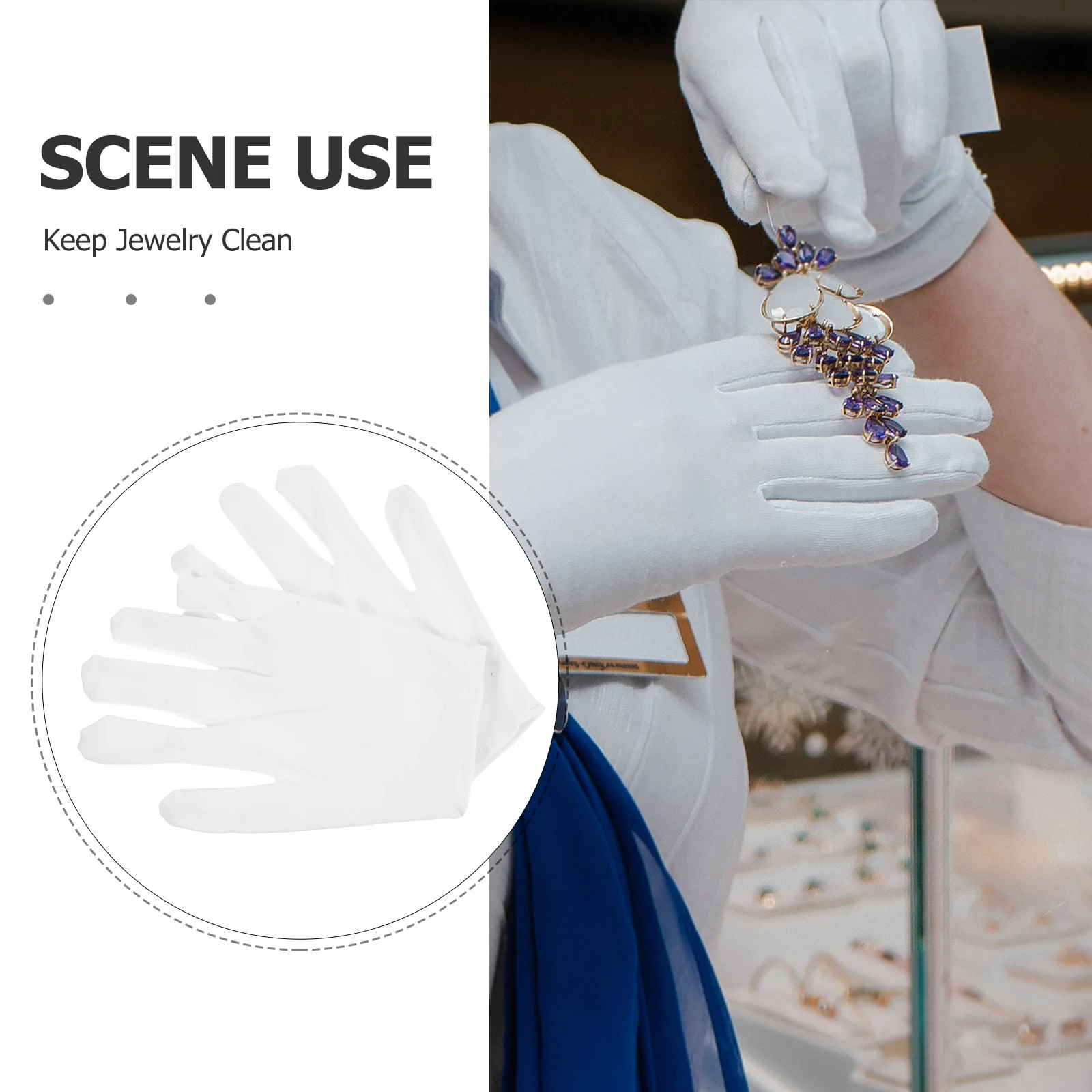 10 أزواج من قفازات المجوهرات البيضاء المصنوعة من القطن، قفازات سانتا تلميع ناعمة مقاومة للعرق وقابلة لإعادة الاستخدام لحماية العمال
