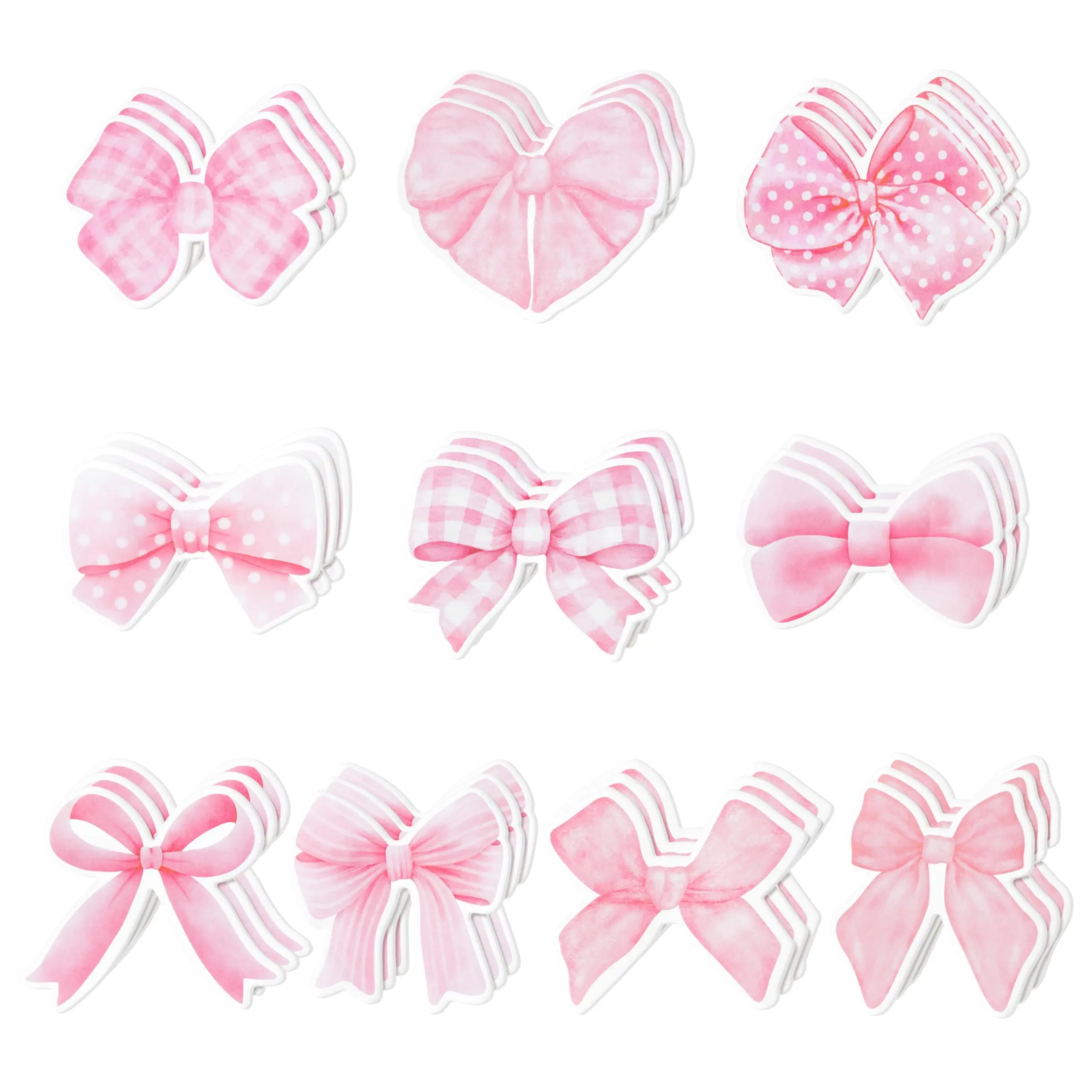 10Pcs Sticky Notes Cute Pink Bow Sticky Note Pads, 200 Sheets Self Stick Cartoon Notepad Memo Pads Funny Page Marker