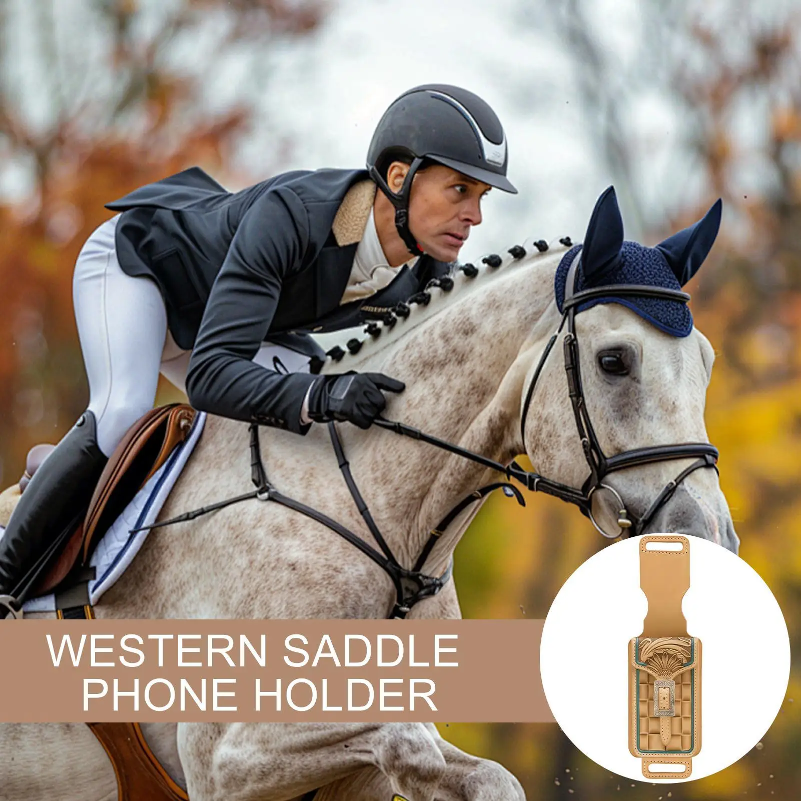 حافظة هاتف من الجلد الغربي لوازم الفروسية كاوبوي حامل الهاتف المحمول الحقيبة لراكبي الدراجات الفروسية المزارعين الحصان المدربين #3